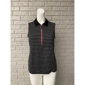 Sport Haley Black / White Stripe Sleeveless Top Size M